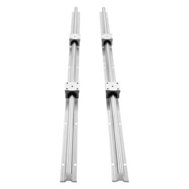 Imagem de 2 trilhos de guia linear SBR12 SBR16 SBR20 SBR25 800-2200 mm e 4 peças de blocos de rolamento UU movimento suave para fresas DIY (SBR12 1000 mm)