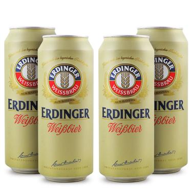 Imagem de Pack 4 cervejas alemã Erdinger Weissbier Lata 500ml