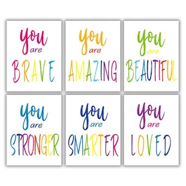 Imagem de MTL HOE Mural interessante de arte motivacional com frase inspiradora em aquarela com frase motivacional para berçário ou quarto de crianças, decoração de casa, pintura de quarto de meninas, conjunto