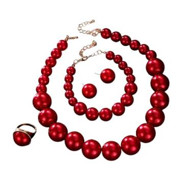 Imagem de MMIUAEG Brincos coloridos redondos com contas Neacklace conjunto retrô imitação de pérolas contas contas geométricas brincos pendentes 70s 80s colar exagerado pulseira joias, Medium, Zinco, Sem Pedra