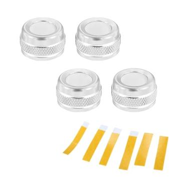 Imagem de Hihaha Anel de tampa do botão de controle de ajuste de ventilação de ar condicionado AC para Ford Bronco Sport 21-23 / acabamento interno/liga de alumínio elegante/4 peças tom prateado