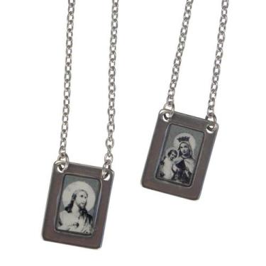 Imagem de Escapulário Inox NSra do Carmo e o Sagrado Coração de Jesus - SJO Arti