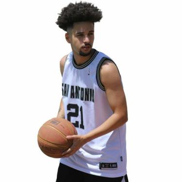 Imagem de Regata Basquete Masculina M10 San Antonio 21 Fire, Branco, G