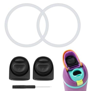 Imagem de 2 peças de anel de vedação de garrafa e 2 peças de rolha de substituição para Owala FreeSip 680.4 g 947.2 g, anel de silicone livre de BPA, tampa superior de garrafa de água peças de reposição para