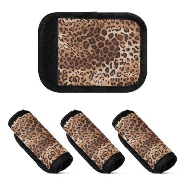 Imagem de Qilmy Embalagem com 2 identificadores de bagagem com estampa de leopardo e alça confortável para carrinho de bebê, mala de viagem, acessórios de viagem 56