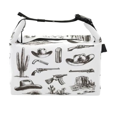 Imagem de STAYTOP Lancheira vintage ocidental com fivela de alça, lancheira isolada para meninos e meninas, lancheira térmica para trabalho escolar