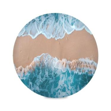 Imagem de xigua Jogo americano redondo de areia de praia, conjunto de 1 para mesa de jantar, tapetes de mesa antiderrapantes laváveis e resistentes ao calor para decoração de festa, cozinha, jantar