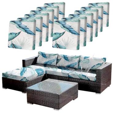 Imagem de CALBODE 12 peças de capas de almofada elásticas de substituição para sofá ao ar livre, capas de sofá ao ar livre para sofá de pátio, capa de móveis lavável (sabor tropical, almofadas não incluídas)