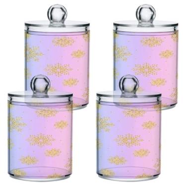 Imagem de STAYTOP 2 frascos de boticário Qtip para banheiro com etiquetas – Recipiente de armazenamento Qtip de plástico transparente para bola de algodão, cotonete, grão de café e floco de neve de Natal
