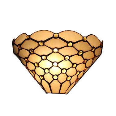 Imagem de Arandela de parede estilo Tiffany com contas de cristal barroco, luminária de parede vintage mediterrânea para corredor, quarto e sala de estar, 27 cm x 19 cm