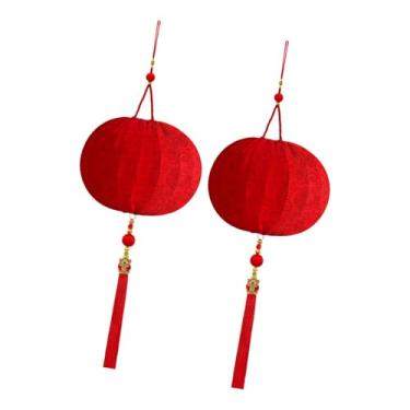 Imagem de oshhni Conjunto de 2 Lanternas Decorativas para o Ano Chinês, Lanternas de Tecido Vermelho para o Festival da Primavera, Ideais para Celebrações em, Redondo