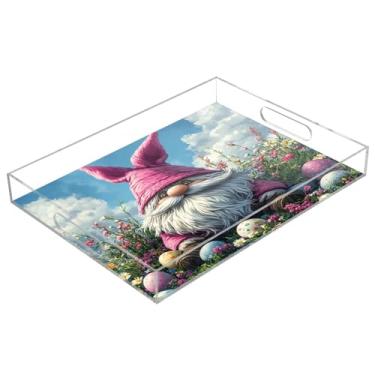 Imagem de STAYTOP Linda bandeja de acrílico para servir coelhinho da Páscoa, 15,7 x 11,20 cm, bandejas decorativas à prova de derramamento, organizador de bancada para café da manhã, chá, comida, maquiagem