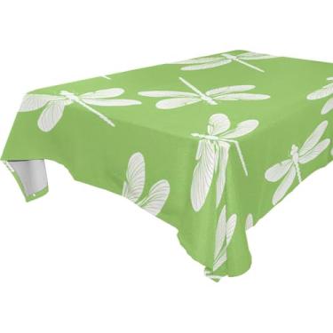 Imagem de Burbuja Libélulas em toalha de mesa verde, toalha de mesa retangular anti-rugas grossa para decoração de jantar, cozinha, festa, 137 x 183 cm