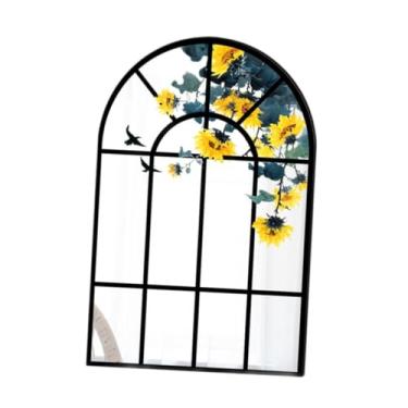 Imagem de KiBcsLic Espelho de parede com moldura de madeira em formato de janela arqueada, estilo minimalista, ideal para decoração de quarto e sala de estar, C