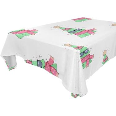 Imagem de Burbuja Toalha de mesa de árvore de Natal, toalha de mesa quadrada anti-rugas grossa para decoração de jantar, cozinha, festa, 152 x 152 cm