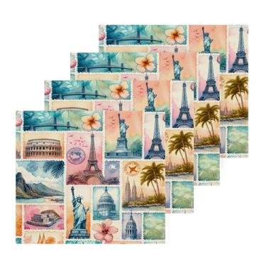 Imagem de Burbuja Pacote com 4 toalhas de banho Tropical Paradise, algodão premium, máxima suavidade e absorção para toalhas de mão e rosto, 30,5 x 30,5 cm