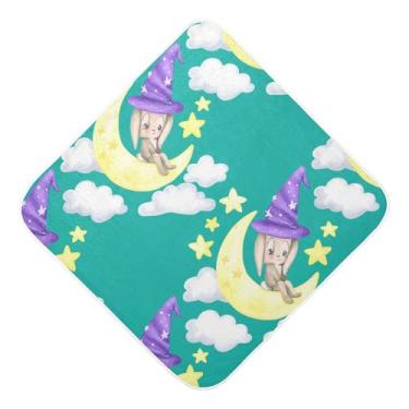 Imagem de Burbuja Toalha de banho Rabbit Baby - Toalha com capuz de musselina macia absorvente para recém-nascidos e bebês, 76 x 76 cm