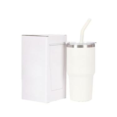 Imagem de Copo Térmico Inox Portátil Inoxidável com Tampa e Canudo(Branco-600ml(Sem alça))