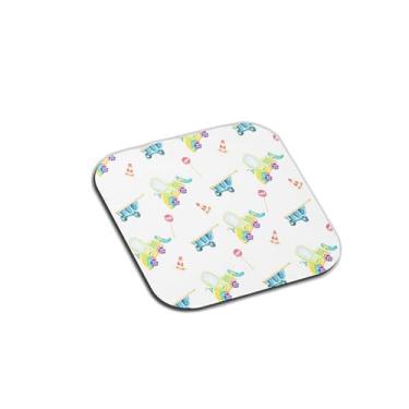 Imagem de Porta Copos Com Ilustração Personalizada Caminhão Verde E Carrinhos Azuis - Tamanho 9x9 cm