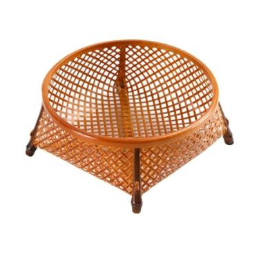 Imagem de Fruteira Cesto de servir em rattan trançado, versátil para armazenar frutas, utensílio de mesa rústico para cozinha e sala de estar. Decoração de mesa(Pequeno)