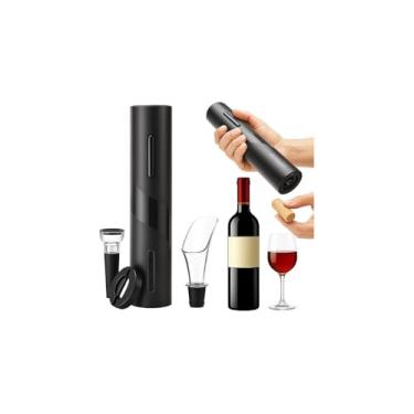 Imagem de Abridor de Vinhos Automático, Plástico ABS, 23cm Altura, 4 Pilhas AA, com Cortador de Proteção, 230g