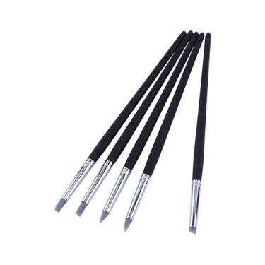 Imagem de Cryfokt Pacote de Canetas de Ferramentas de Escultura Em Argila de Silicone Flexível, Modeladores de para Fabricação de Cerâmica, Kit de Modelagem Versátil para Artistas, 5 Peças de Ferramentas Artesanais Com Cabo de Madeira, Comprimento da Cabeça da Caneta de 0,5" para Artesãos