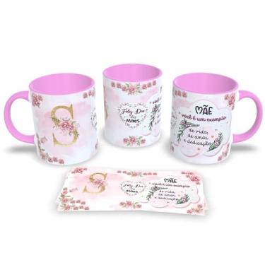 Imagem de Caneca de Porcelana Com Alça e Interior Rosa Estampa Alfabeto das Mães (S)