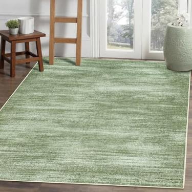 Imagem de BILEEHOME Tapete de área neutra abstrato moderno, 10 x 15 cm, verde-oliva, tapete para cadeira de escritório para piso baixo, antiderrapante, verde escuro, 10 x 15 cm, tapete pequeno para cabeceira