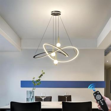 Imagem de Luminária pendente moderna de LED em metal, com iluminação circular irregular, 45W, estilo nórdico, altura ajustável, ideal para cozinha, sala de jantar, quarto, ilha de cozinha ou café.