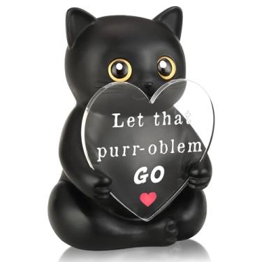 Imagem de FTONENI Decoração de mesa de incentivo de gato preto, presente de motivação engraçado para colega de trabalho, professor, enfermeira, estatueta de mesa de escritório positiva para apreciação da equipe