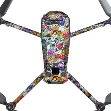 Imagem de Película antiarranhões Mavic 3 Pro para DJI Mavic 3 Pro Premium Adesivo Protetor Filme Fotográfico Equipamento de Vídeo Acessórios Decalques (Graffiti Branco, para DJI Mavic 3 Pro)