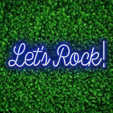 Imagem de Painel Luminoso Neon Led Lets Rock! Decoração Festa Branco 127/220v (Azul Escuro)