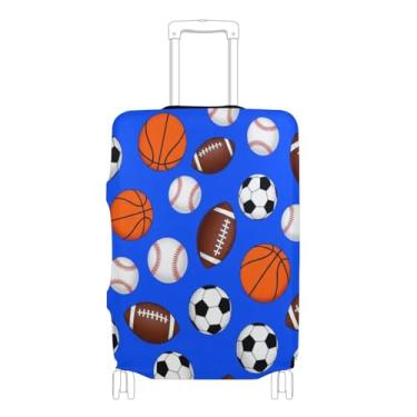 Imagem de Joisal Capas de mala protetor de bagagem bolas esportivas personalizadas bolas de futebol azul elástico terno capa acessórios de viagem para mulheres, P, serve para capa de 45-50 centímetros, Bolas