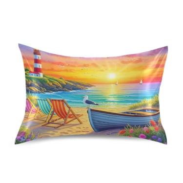 Imagem de Fronhas de cetim azul marinho coloridas de desenho animado para resfriamento de cabelo fronha de cama macia personalizada King Queen Capas de travesseiro padrão tamanho padrão 66 cm x 50 cm