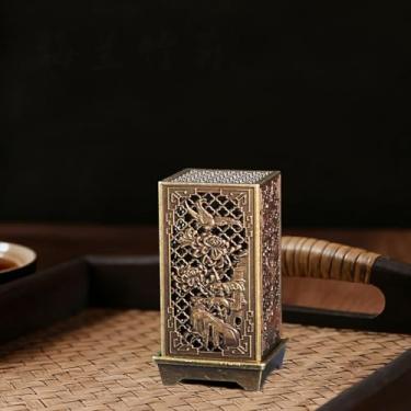 Imagem de Queimador de incenso em pé, suporte vertical de liga para incenso em bastão com apanhador de cinzas, design de ameixa, orquídea, bambu e crisântemo, aromaterapia zen, decoração de casa de meditação