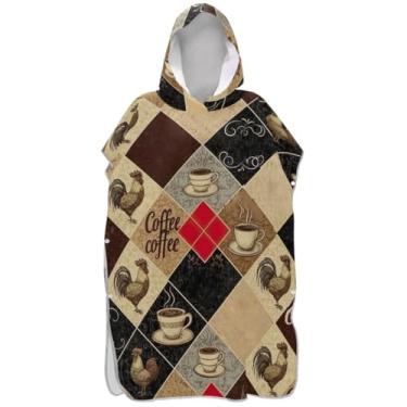 Imagem de Joisal Poncho de surfe vintage galos adultos trocador com capuz toalha de natação absorvente masculino poncho com capuz