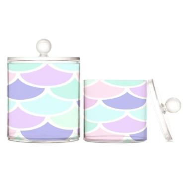 Imagem de Conjunto de 2 recipientes de plástico transparente de escamas de sereia, frascos de boticário de plástico transparente, organizadores de recipientes de maquiagem