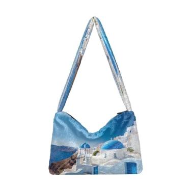 Imagem de Floral com flores rosa em bolsas de ombro pretas, bolsa de ombro feminina, bolsas de outono, Parede pintada de branco e azul - 4, One Size