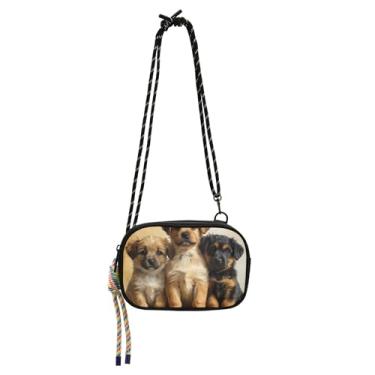 Imagem de TSENQUE Bolsa feminina pequena bolsa tiracolo bolsa de telefone carteira todos os dias bonito cachorrinho cães bolsas bolsas de ombro