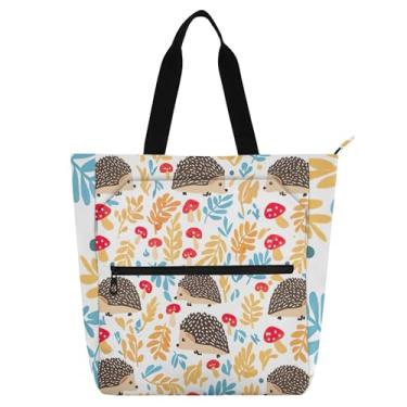 Imagem de GAIGEO Linda bolsa de trabalho de ouriços para mulheres, bolsa escolar de lona, bolsa de professores com compartimentos