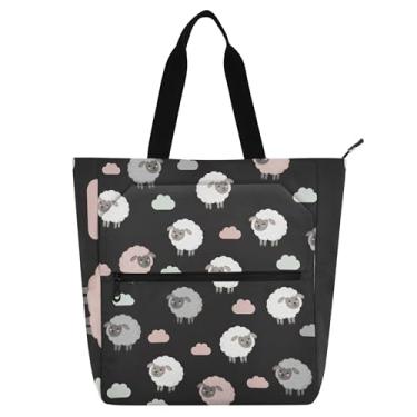 Imagem de GAIGEO Sacolas femininas pretas de desenho animado fofas para trabalho, lona, bolsa de tecido, faculdade, escola, viagem, presente para amantes de livros