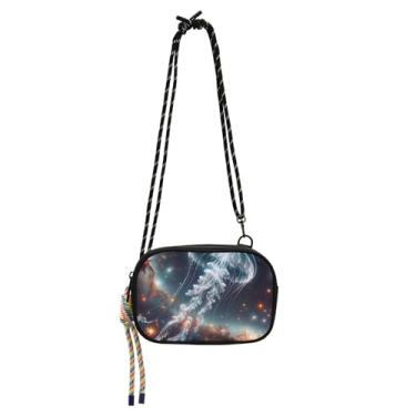 Imagem de TSENQUE Jellyfish Space Print Small Crossbody Bags Women Wallet Phone Purse Ladies Handbags Shoulder Purses