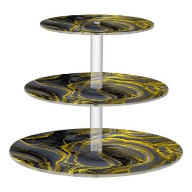 Imagem de Artworks Suporte de cupcake de mármore dourado, 3 camadas, para chá e festa, copo de acrílico, torre de bolo, aniversário, casamento, festa de chá, bandeja de servir, suporte de comida