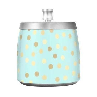 Imagem de Cinzeiros domésticos de bolinhas douradas azul-petróleo, cinzeiro ao ar livre, cinzeiro em pé ao ar livre para pátio