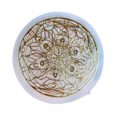 Imagem de Fatia De Cristal Natural Branco De Selenita 6cm Disco De Pedra De Gess