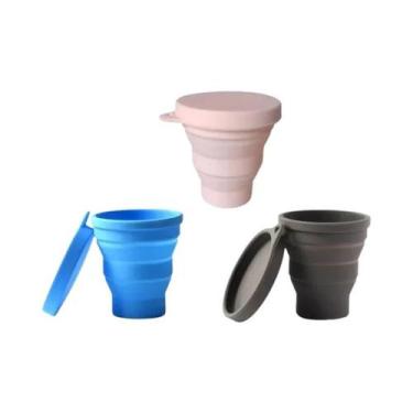 Imagem de Copo De Água De Silicone Colapsável De 180ML Com Tampa Portátil Para C