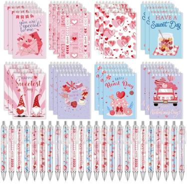 Imagem de Lebsitey Conjunto de 48 peças de mini blocos de notas e canetas de Dia dos Namorados em espiral dos namorados, canetas esferográficas de coração, troca de presentes, presentes de Dia dos Namorados