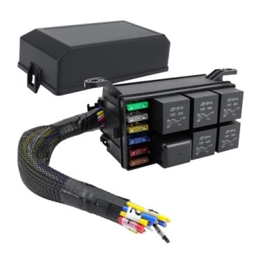 Imagem de Mqetly Caixa de Relés E Fusíveis de 6 Vias 12V, à água, Preta, para Peças de Reposição, Painel de Relés, Acessório para Motocicletas, Automóveis E, Style B