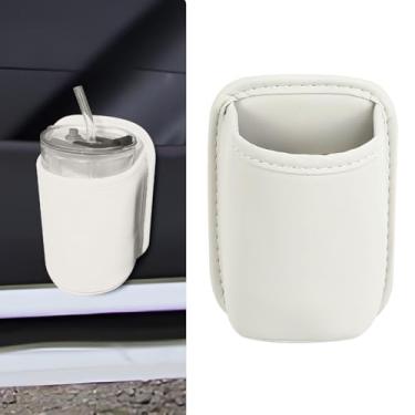 Imagem de Wuyaoyao Suporte de copo grande para porta de carro, suporte de copo de couro com clipe para porta de carros e bolso do banco traseiro, organizador de armazenamento extra para garrafa de água de