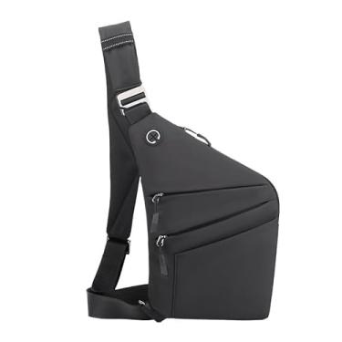 Imagem de Bolsa de peito masculina antifurto - Mochila de ombro único nas axilas, bolsa transversal segura, Ombro esquerdo preto, One Size